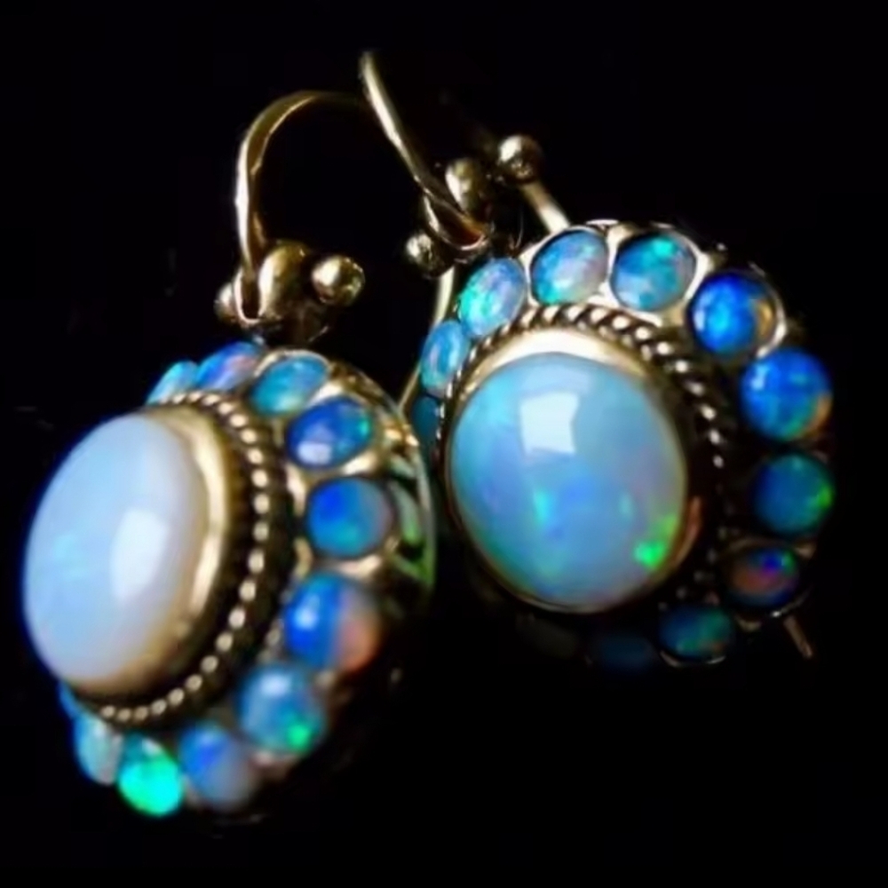 Excuisite Opal Flower Shape Dangle Earrings Jewelry